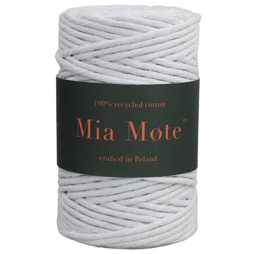 Mia Mote Eco Line Baumwolle Makramee garn am Durchmesser 5mm Länge 10 m 100% Baumwolle blumenampel makramee DIY makramee Vorhang Heimwerken Weben Fadenanzahl 26, gebrochenes Weiß von Mia Mote