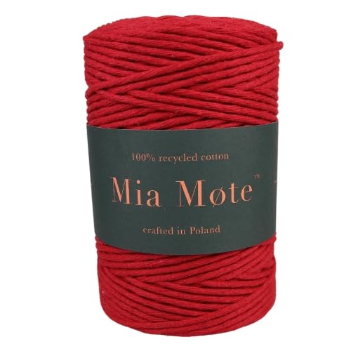 Mia Mote Eco Line Baumwolle Makramee garn am Durchmesser 5mm Länge 100m 100% Baumwolle blumenampel makramee DIY makramee Vorhang Heimwerken Weben Anzahl Fäden 20 Rot von Mia Mote