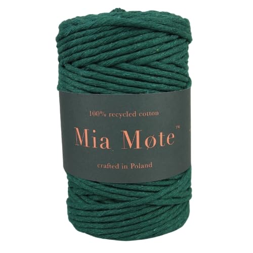 Mia Mote Eco Line Baumwolle Makramee garn am Durchmesser 5mm Länge 10m 100% Baumwolle blumenampel makramee DIY makramee Vorhang Heimwerken Weben Fadenanzahl 26, Emerald von Mia Mote