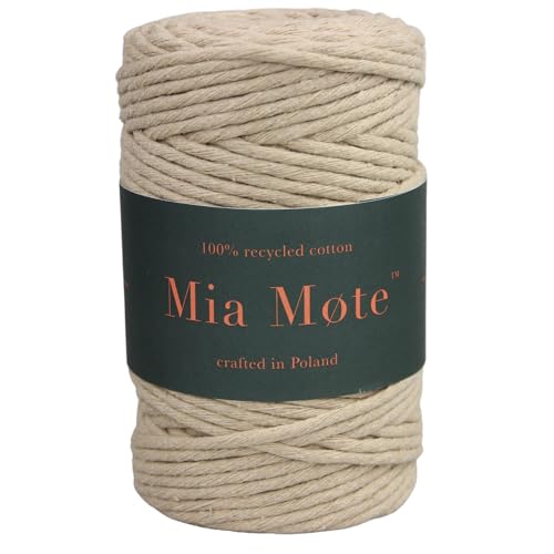 Mia Mote Eco Line Baumwolle Makramee garn am Durchmesser 5mm Länge 50 m 100% Baumwolle blumenampel makramee DIY makramee Vorhang Heimwerken Weben Fadenanzahl 26, Moonstone von Mia Mote