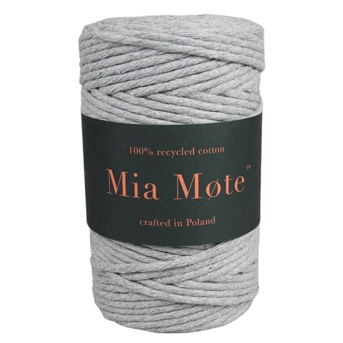 Mia Mote Eco Line Baumwolle Makramee garn am Durchmesser 5mm Länge 50 m 100% Baumwolle blumenampel makramee DIY makramee Vorhang Heimwerken Weben Fadenanzahl 26, Basalt grit von Mia Mote