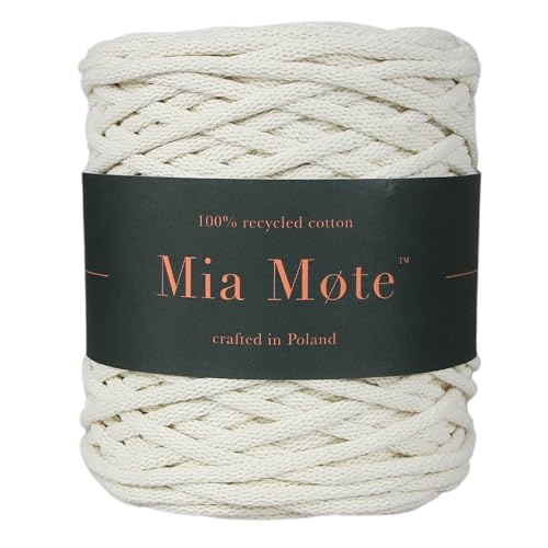 Mia Mote Lush Line Makramee garn Natürliche Baumwollkordel 100% Wiederverwertung Baumwollgarn DIY makramee Vorhang Kordel Weben Stricken Boho deko Muttertagsgeschenk Makramee garn 5mm 100 m Kalkstein von Mia Mote