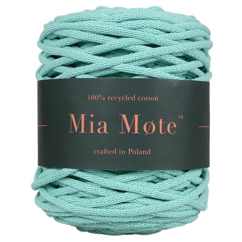 Mia Mote Lush Line Makramee garn Natürliche Baumwollkordel 100% Wiederverwertung Baumwollgarn DIY makramee vorhang Kordel Weben Stricken boho deko Muttertagsgeschenk Makramee garn 5mm 100 m Chrysopraz von Mia Mote