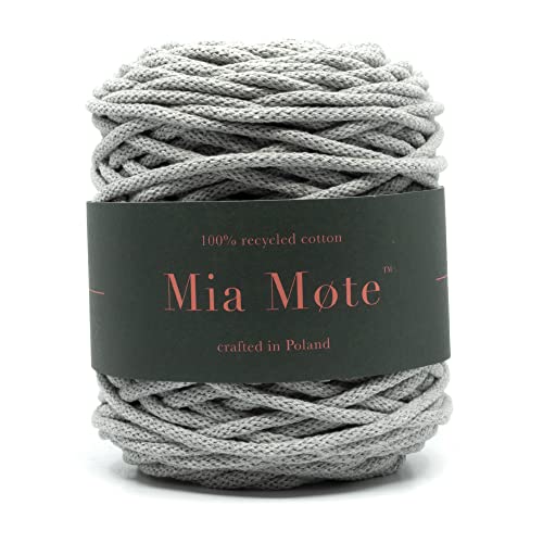 Mia Mote Lush Line Makramee garn Natürliche Baumwollkordel 100% Wiederverwertung Baumwollgarn DIY makramee vorhang Kordel Weben Stricken boho deko Muttertagsgeschenk Makramee garn 5mm 100 m Basaltgrit von Mia Mote