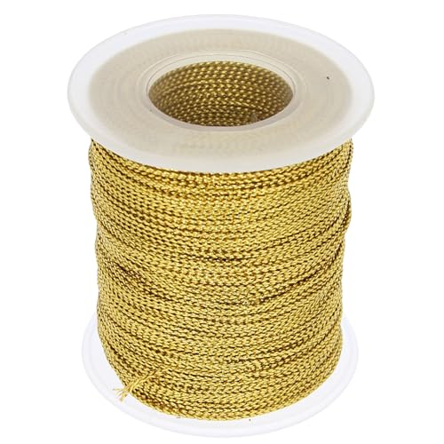 Mia Mote - Metallic Korder 1mm x 100 m - Metallic Schnur Gold Glitzer Schnur Nicht Elastisch Kordelband Schnur, DIY Bastelschnur zum Handwerk auf Spule - für Basteln, Geschenkverpackung, Dekoration von Mia Mote