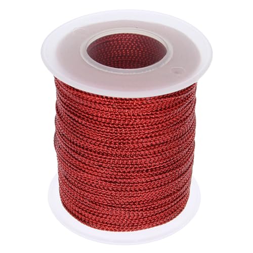 Mia Mote - Metallic Korder 1mm x 100 m - Metallic Schnur Rot Glitzer Schnur Nicht Elastisch Kordelband Schnur, DIY Bastelschnur zum Handwerk auf Spule - für Basteln, Geschenkverpackung, Dekoration von Mia Mote