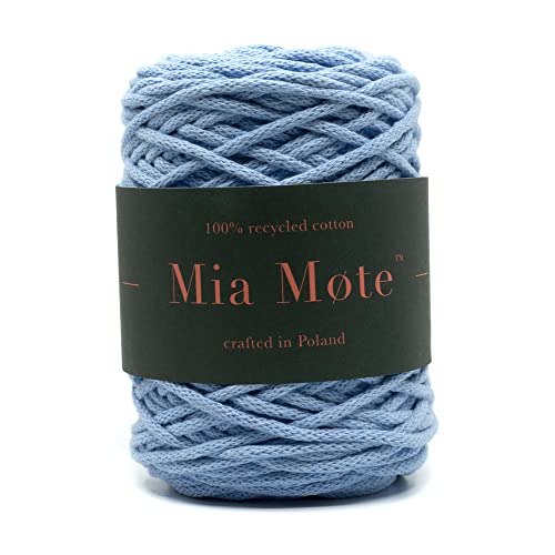 Mia Mote Thinny Line Makramee garn Baumwollkordel 100% Baumwollgarn DIY makramee Vorhang Kordel Weben Stricken Boho deko 3mm 100m Atlantis Crystal/Sky Blue von Mia Mote