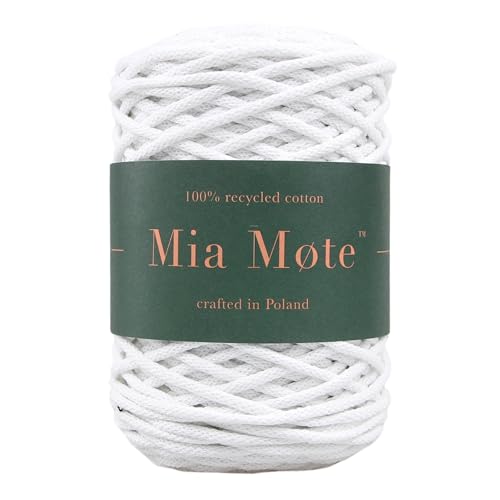 Mia Mote Thinny Line Makramee garn Natürliche Baumwollkordel 100% Wiederverwertung Baumwollgarn DIY makramee Vorhang Kordel Weben Stricken Boho deko Muttertagsgeschenk 3mm Chalk 50 m von Mia Mote