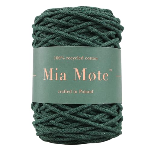 Mia Mote Thinny Line Makramee garn Natürliche Baumwollkordel 100% Wiederverwertung Baumwollgarn DIY makramee Vorhang Kordel Weben Stricken Boho deko Muttertagsgeschenk 3mm Emerald 100m von Mia Mote