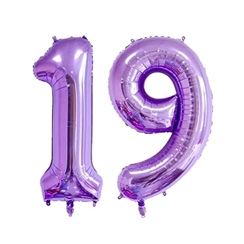 MiaLover 40 Zoll Zahl 19. Geburtstag deko Zahlen Ballon 19 Heliumballon 19 Geburtstagsdeko Riesen Aufblasbar Helium Folienballon Luftballons für Männer Frauen Happy Birthday Deko Luftballon(Lila) von MiaLover