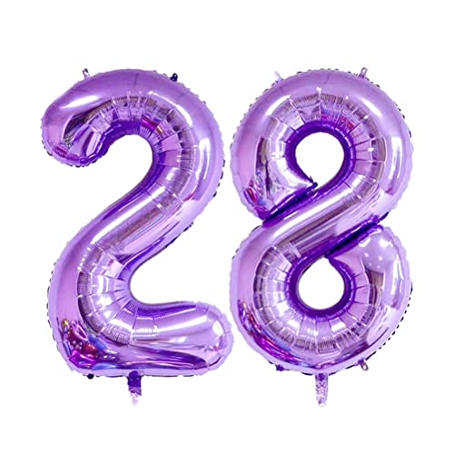 MiaLover 40 Zoll Zahl 28. Geburtstag deko Zahlen Ballon 28 Heliumballon 28 Geburtstagsdeko Riesen Aufblasbar Helium Folienballon Luftballons für Männer Frauen Happy Birthday Deko Luftballon(Lila) von MiaLover