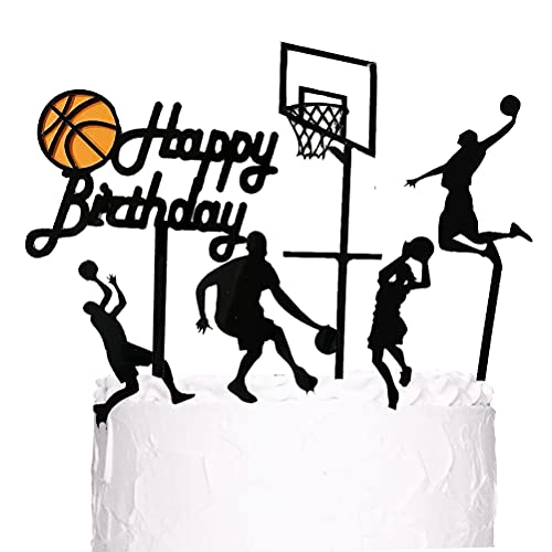 MiaLover 6 Stücke Basketball Acryl Kuchen Topper Sport Szene Themen Kuchen Picks Cake Topper Tortenstecker Happy Birthday Tortendeko für Kinder Jungen Party Geburtstag Deko Muffin Backen von MiaLover