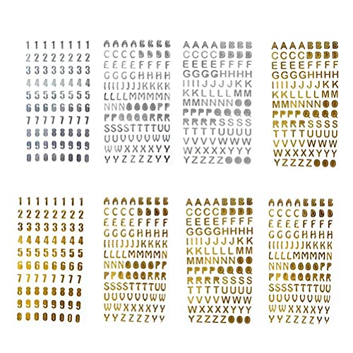 MiaLover 8 Stücke Buchstaben Aufkleber Selbstklebende Alphabet Aufkleber Glitter Letter Aufkleber für Grußkartendekoration, Geschenke, DIY Kunsthandwerk (Gold,Silber) von MiaLover