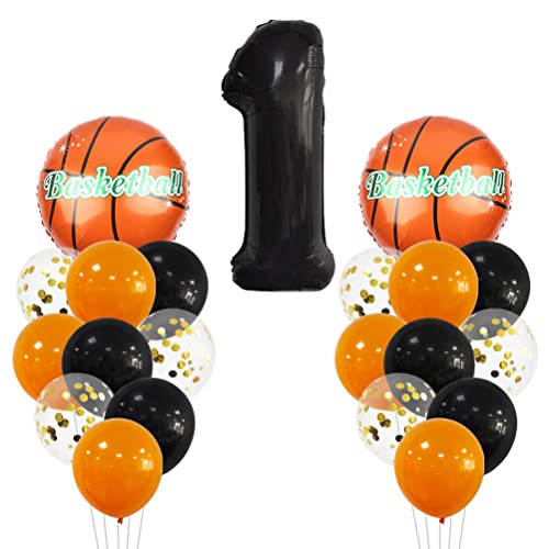 MiaLover Großes Basketball Luftballon Geburtstag Dekorationen 1 Jahr Kindergeburtstag Deko Zahl 1 Ballon FolienBallon Orange Schwarz Ballon für Kinder Basketball Themenfeier Party Geburtstagsdeko von MiaLover