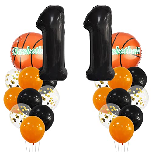 MiaLover Großes Basketball Luftballon Geburtstag Dekorationen 11 Jahr Kindergeburtstag Deko Zahl 11 Ballon FolienBallon Orange Schwarz Ballon für Kinder Basketball Themenfeier Party Geburtstagsdeko von MiaLover