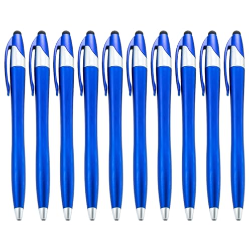 Miaelle 10 Stück 2-in-1-Kugelschreiber mit Stylus-Spitze, Touchscreen-Stift, einziehbarer Kugelschreiber, reibungsloses Schreiben für Erwachsene von Miaelle