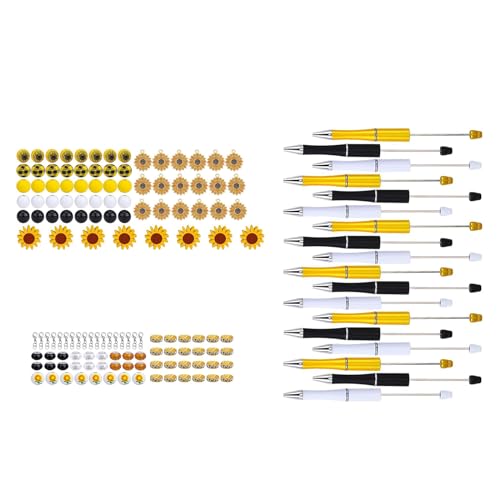 Miaelle 152-teiliges Kugelschreiber-Set zum Basteln mit Perlen-Kugelschreiber, Perlen, Verschlüssen, Schlüsselanhänger, Blumenanhänger von Miaelle