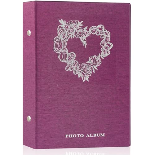 Miaikoe Fotoalbum, 15,2 x 10,2 cm, Leinen, 300 Taschen, für 300 horizontale Fotos im Format 10 x 15 cm, für Familienhochzeit, Violett von Miaikoe