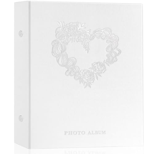 Miaikoe Fotoalbum, 15,2 x 10,2 cm, Leinen, 400 Taschen, Fotoalben, für 400 vertikale Fotos im Format 10 x 15 cm, für Familienhochzeit, Weiß von Miaikoe