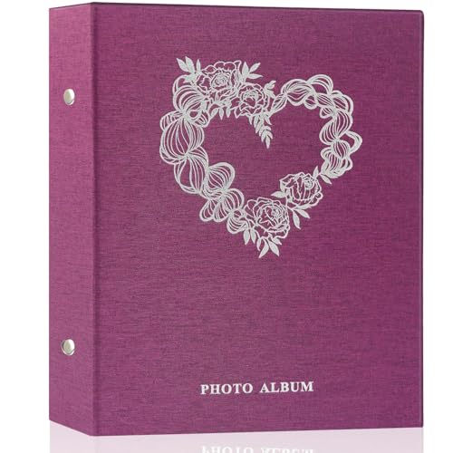 Miaikoe Fotoalbum, 15,2 x 10,2 cm, Leinen, 400 Taschen, für 400 vertikale Fotos im Format 10 x 15 cm, für Familienhochzeit, Violett von Miaikoe