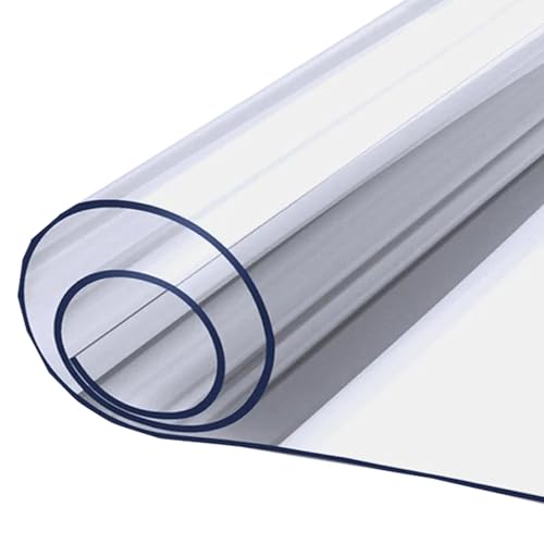 Bequemer PVC-Tischschutz mit rundem Rand, transparente, rechteckige Tischabdeckung, weich abwischbare Schreibtischunterlage, praktische Schreibtischunterlage (100 x 100 cm) von Miaogoo