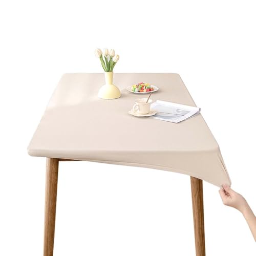 Miaogoo Rechteckige Tischdecke, elastische Kanten, PU-Leder, Tischabdeckung für Outdoor, Küche, Picknick, Camping, Party, wasserdicht, öldicht, Tischschutz (120 x 70 cm, Beige) von Miaogoo