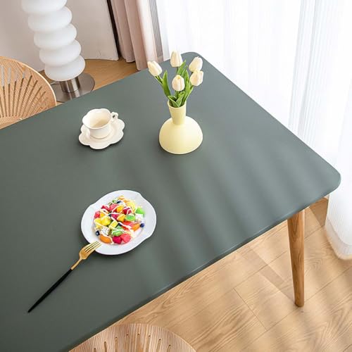 Miaogoo Rechteckige Tischdecke, elastische Kanten, PU-Leder, Tischabdeckung für Outdoor, Küche, Picknick, Camping, Party, wasserdicht, öldicht, Tischschutz (120 x 70 cm, Dunkelgrün) von Miaogoo