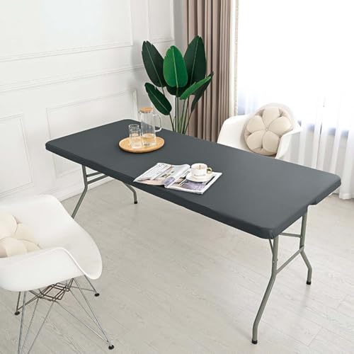 Miaogoo Wasserdichte Tischdecke, rechteckig, elastische Kanten, passend für Outdoor, Terrasse, Küche und Esszimmer, öldicht, abwischbar, Tischschutz (120 x 60 cm, Dunkelgrau) von Miaogoo