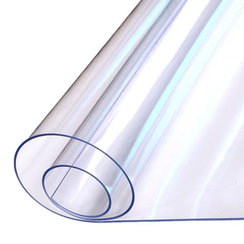 Tischschutz für Esszimmer, Wohnzimmer, Weich-PVC, 1 mm dick, transparent, abwischbar, rechteckig, wasserdicht, 100 x 100 cm von Miaogoo