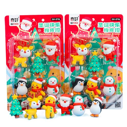 1 Set niedlicher Weihnachts-Radiergummi, tragbar, Kawaii, Weihnachtsmann, Schneemann, Weihnachtsbaum, Radiergummi, Cartoon, Studenten, Schreibwaren, Geschenke von Miaoyak