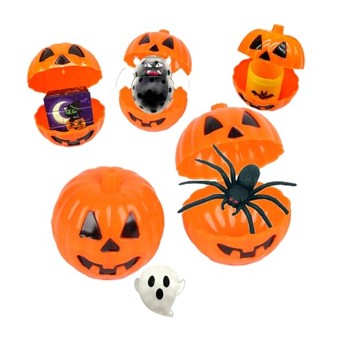 5 x Halloween-Kürbis-Süßigkeiten-Box, Mini-Geschenk-Snack-Behälter, Süßigkeiten-oder Leckerei-Behälter, Kindergeschenke für Halloween-Party-Dekoration von Miaoyak