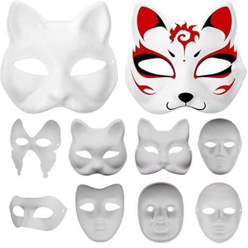 Miaoyak Blanko-Handgemachte DIY-Masken, Maskerade, Katze, Gesichtsmasken, Requisiten, bemalbar, Party, Cosplay, Kostüm, Party, Dekoration, Bastelrequisite von Miaoyak