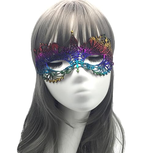 Miaoyak Retro-Augenabdeckung, exquisite Spitze, Halbgesichtsmaske mit Strass, Maskerade-Maske, Dekoration für Party, Cosplay, Bühnenzubehör von Miaoyak