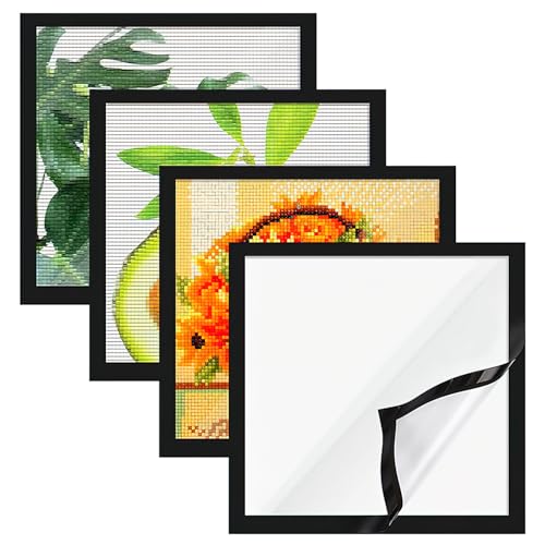 4 Pack Diamond Painting Rahmen,Diamond Painting Bilderrahmen 30x30 cm，Selbstklebend Magnetisch Bilderrahmen 5D Diamond Painting Rahmen Picture for Diamant Malerei (Schwarz，Innenmaß 25x25cm) von Miawtro