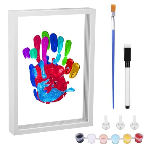 Miawtro DIY-Familien-Handabdruck-Set, transparentes Baby-Handabdruck- und Fußabdruck-Set, Bastel-Fotorahmen aus Holz, Geschenke für die Babyparty und frischgebackene Eltern. von Miawtro