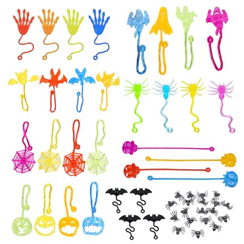 Klatschhände, Glibber Klatschhände, Klebrige Glibberhände, 32PCS Spinnennetz Klebrige, Klebrige Hände Spielzeug, mit 20pcs Gefälschte Spinne, für Halloween-Spielzeug, für Jungen & Mädchen von Miayical