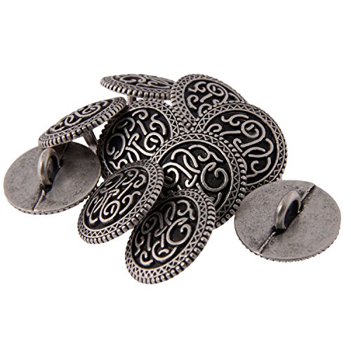 Mibo 10 Stück Zinkdruckguss-Metall-Schaft-Knopf – keltisches Schnörkelmuster – 24 l (15 mm) – Antik-Silber von Mibo Buttons & Accessories