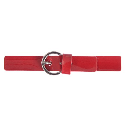 Mibo Kunstleder-Lasche zum Aufnähen, 1,6 x 12,7 cm, verstellbar, gerade Lasche mit halbrunder Nickelschnalle, Rot von Mibo Buttons & Accessories