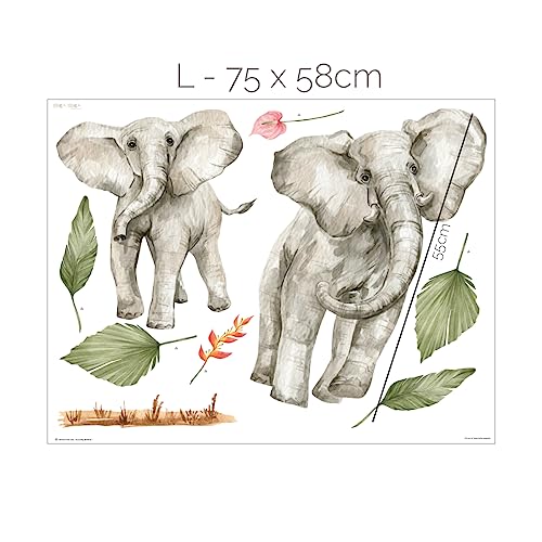 Mica-Mica Safari Wandtattoo für Kinderzimmer, Wanddeko, Wandsticker (Large, Elefant) von Mica-Mica