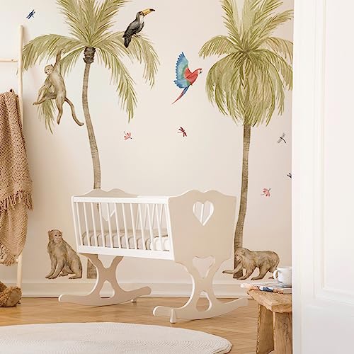 Mica-Mica Safari Wandtattoo für Kinderzimmer, Wanddeko, Wandsticker (Large, Palme mit Vögel) von Mica-Mica