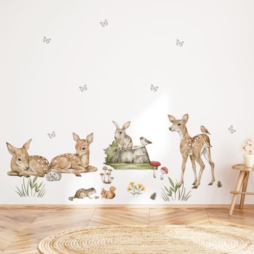 Mica-Mica Waldtiere Wandtattoo fürs Kinderzimmer, Wanddeko, Wandsticker (Large, Rehe) von Mica-Mica