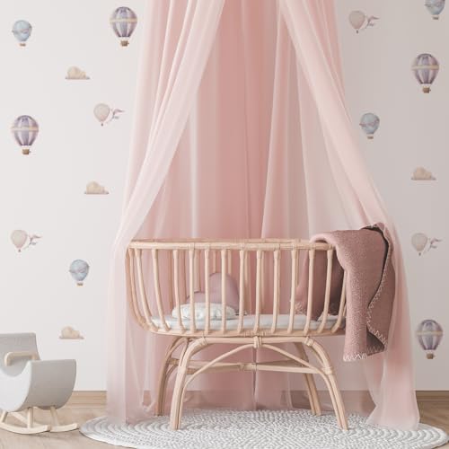 Mica-Mica Wandtattoo Kinderzimmer - Heißluftballons und Wolken | Hochwertige Stoff-Wandtattoos | 100% PVC-frei | Nachhaltige Wanddeko, Wandaufkleber & Wandsticker | Deko fürs Babyzimmer von Mica-Mica