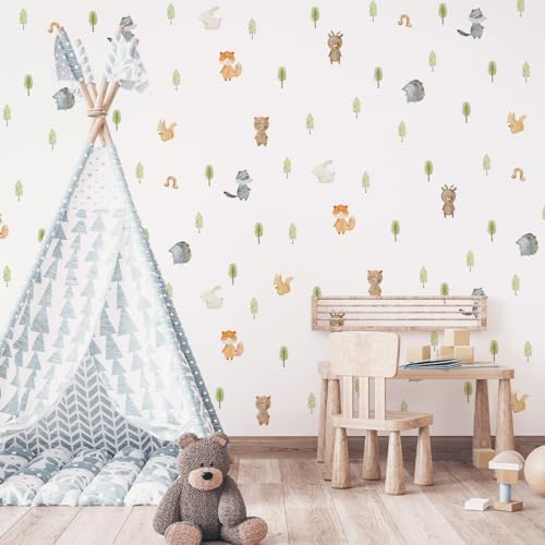 Mica-Mica Wandtattoo Kinderzimmer Waldtiere - Kleine Waldtiere | kleine Wandtattoos | Wanddeko Kinderzimmer | Babyzimmer | Wandsticker | selbstklebend | PVC-frei von Mica-Mica