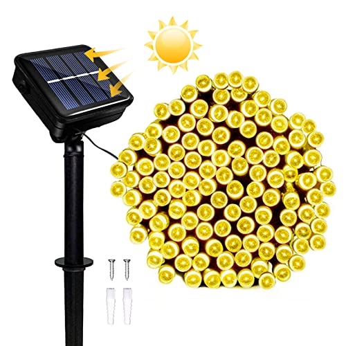 Micacorn Solar Lichterkette Aussen, Wasserdichte Lichterkette 12 Meter 8 Modi 100 LED Solar Lichterkette für Garten Hochzeits Terrassen Bäume Party Weihnachten Dekoration von Micacorn