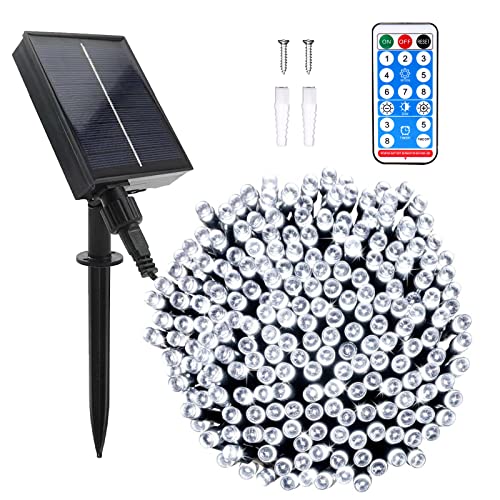 Micacorn Solar Lichterkette Aussen, Wasserdichte Lichterkette 22 Meter 8 Modi 200 LED Solar Lichterkette mit Fernbedienung für Garten Hochzeits Terrassen Bäume Party Weihnachten Dekoration von Micacorn