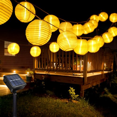 Micacorn Solar Lichterkette Laterne Außen, Laterne Solarlichterkette 9M 20LEDs 8 Modi Wasserdicht Lichterkette Laterne Solar Lichterkette für Garten Balkon Hof Hochzeit Weihnachten Party Deko von Micacorn