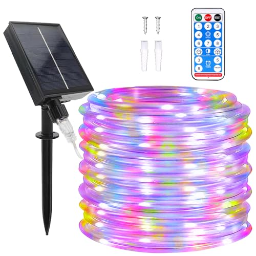 Micacorn Solar Lichtschlauch Lichterkette, Wasserdichte Lichtschlauch 22 Meter 8 Modi 200 LED Solar Lichterkette Aussen mit Fernbedienung für Schwimmbad Hochzeit Weihnachten Party Dekorationen von Micacorn