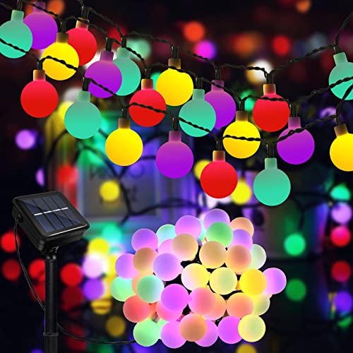 Solar Lichterkette Aussen, Micacorn Wasserdichte Ball Solarlichterkette 7 Meter 8 Modi 50 LED Globe Solarlichterkette für Garten Hochzeits Terrassen Bäume Party Weihnachten Dekoration von Micacorn