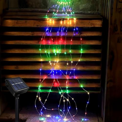 Solar Lichterkette Aussen, Weihnachten Lichterkette 2M 10 Strangs 200 LEDs Wasserfall Lichterbündel 8 Modi Wasserdichte Solar Wasserfall Lichterkette für Weihnachten Garten Gießkanne Balkon Deko von Micacorn