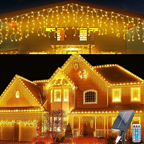 Solar Lichtervorhang Aussen, 5M Wasserdichte Vorhang Lichter, 0.8Mx16 Pcs Solar String Lichter 8 Modes 128 LED Lichterketten Vorhang mit Fernbedienung für Gartendeko Balkon Hochzeit Weihnachten von Micacorn